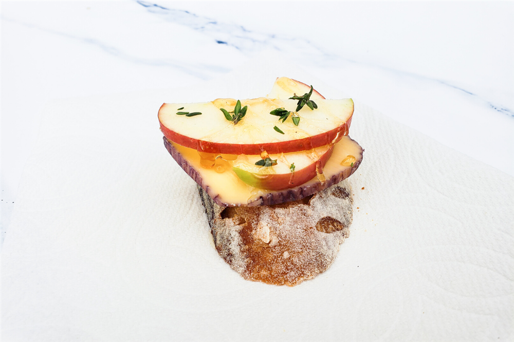 Apple and wine washed cheese appetizer